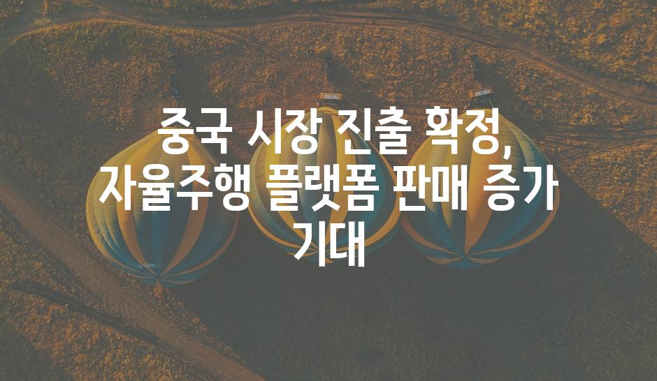  중국 시장 진출 확정, 자율주행 플랫폼 판매 증가 기대