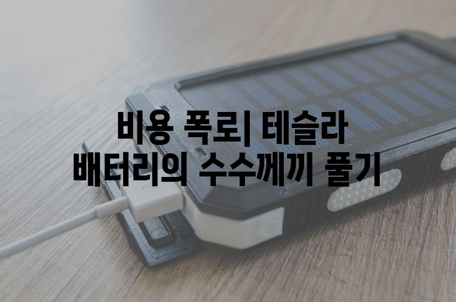  비용 폭로| 테슬라 배터리의 수수께끼 풀기