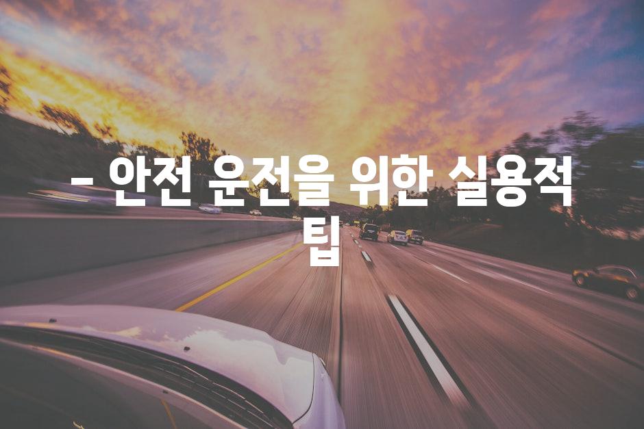 - 안전 운전을 위한 실용적 팁