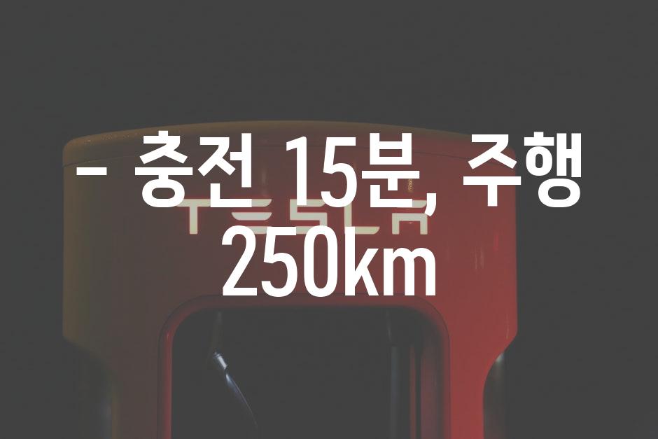 - 충전 15분, 주행 250km