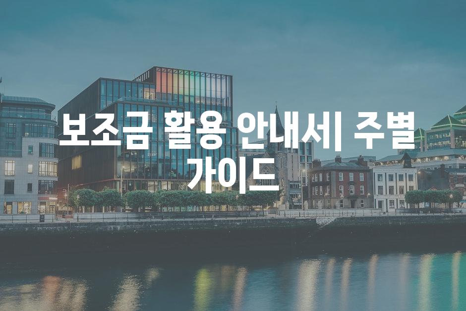  보조금 활용 안내서| 주별 가이드