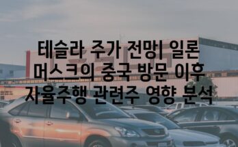 테슬라 주가 전망| 일론 머스크의 중국 방문 이후 자율주행 관련주 영향 분석