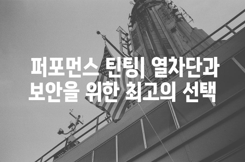  퍼포먼스 틴팅| 열차단과 보안을 위한 최고의 선택 