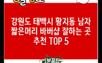 강원도 태백시 황지동 남자 짧은머리 바버샵 잘하는 곳 추천 TOP 5