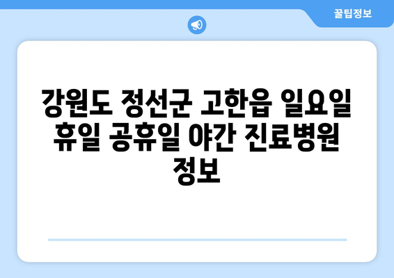 강원도 정선군 고한읍 일요일 휴일 공휴일 야간 진료병원 리스트