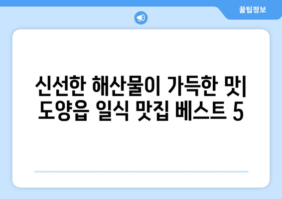 전라남도 고흥군 도양읍 점심 맛집 추천 한식 중식 양식 일식 TOP5