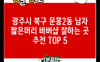 광주시 북구 문흥2동 남자 짧은머리 바버샵 잘하는 곳 추천 TOP 5