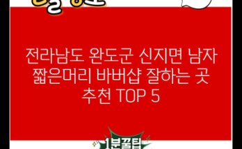 전라남도 완도군 신지면 남자 짧은머리 바버샵 잘하는 곳 추천 TOP 5