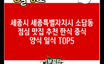 세종시 세종특별자치시 소담동 점심 맛집 추천 한식 중식 양식 일식 TOP5