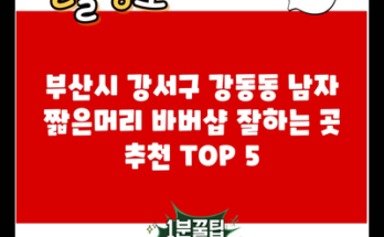 부산시 강서구 강동동 남자 짧은머리 바버샵 잘하는 곳 추천 TOP 5