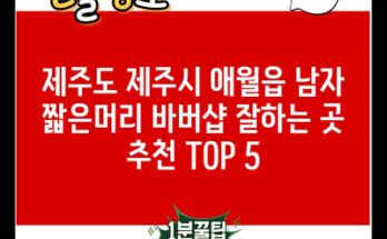 제주도 제주시 애월읍 남자 짧은머리 바버샵 잘하는 곳 추천 TOP 5