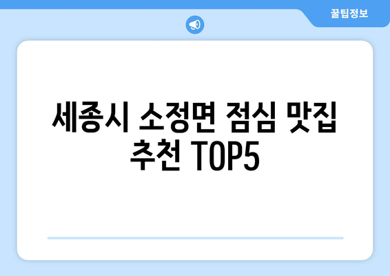 세종시 세종특별자치시 소정면 점심 맛집 추천 한식 중식 양식 일식 TOP5