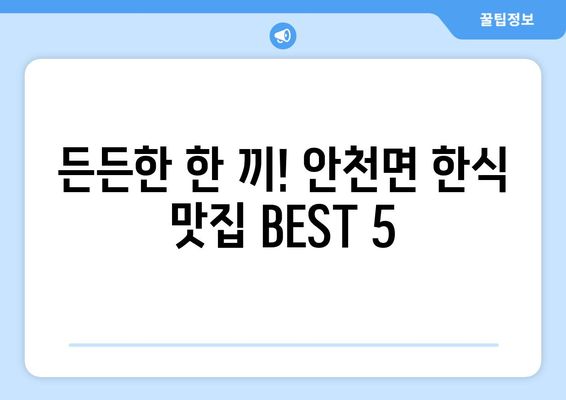 전라북도 진안군 안천면 점심 맛집 추천 한식 중식 양식 일식 TOP5