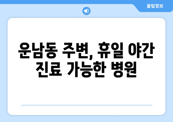 광주시 광산구 운남동 일요일 휴일 공휴일 야간 진료병원 리스트