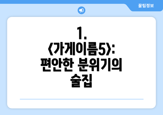 1.  <가게이름5>: 편안한 분위기의 술집