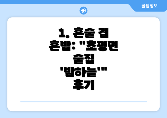 1. 혼술 겸 혼밥: "초평면 술집 '밤하늘'" 후기