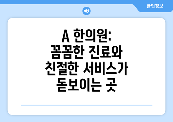 A 한의원:  꼼꼼한 진료와 친절한 서비스가 돋보이는 곳