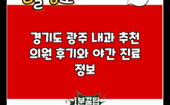 경기도 광주 내과 추천 의원 후기와 야간 진료 정보