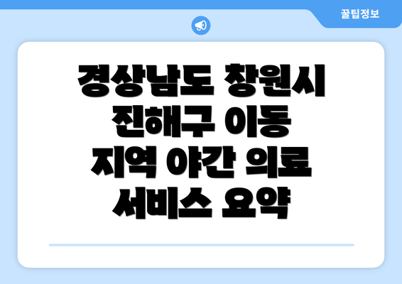 경상남도 창원시 진해구 이동 지역 야간 의료 서비스 요약