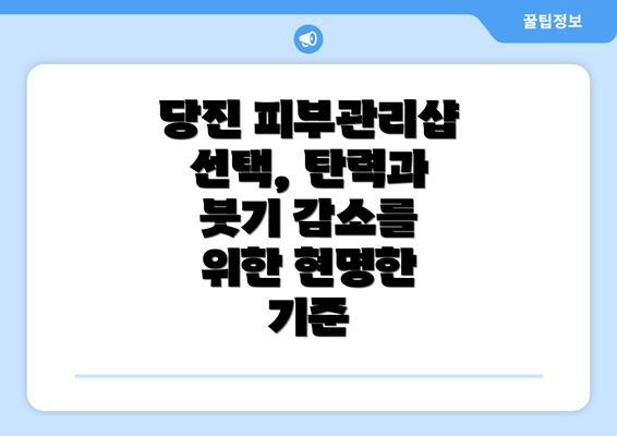 당진 피부관리샵 선택, 탄력과 붓기 감소를 위한 현명한 기준