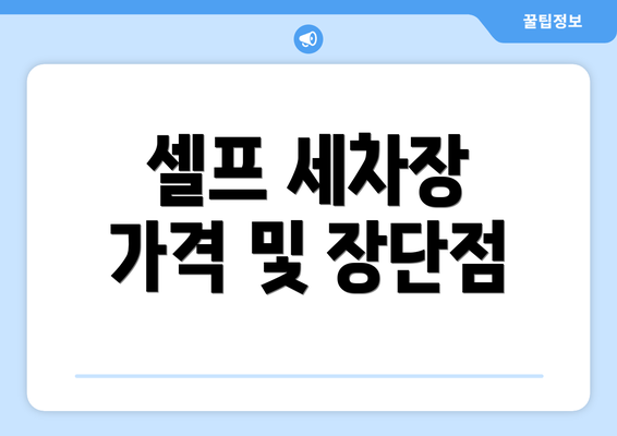 셀프 세차장 가격 및 장단점