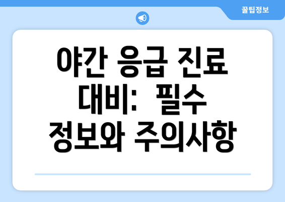 야간 응급 진료 대비:  필수 정보와 주의사항