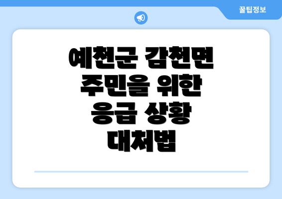 예천군 감천면 주민을 위한 응급 상황 대처법