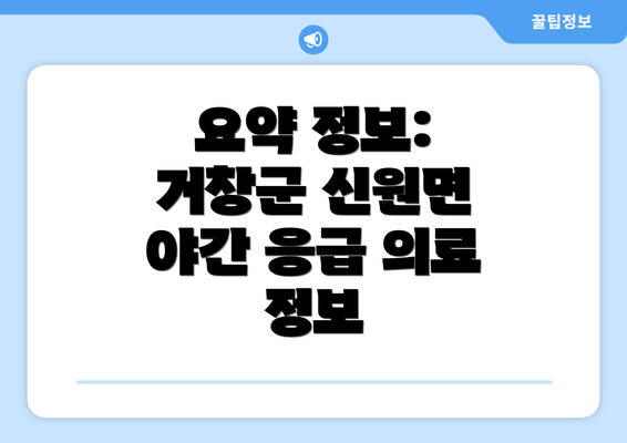 요약 정보: 거창군 신원면 야간 응급 의료 정보