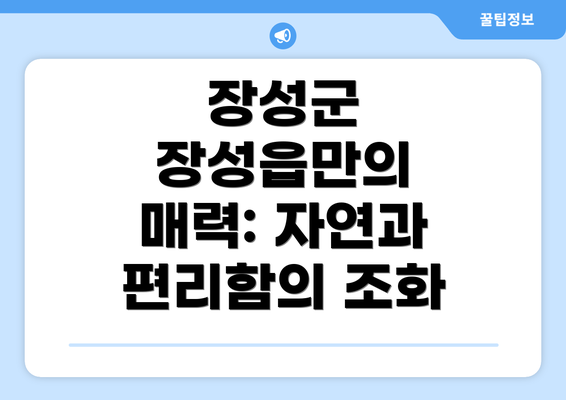 장성군 장성읍만의 매력: 자연과 편리함의 조화