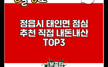 정읍시 태인면 점심 추천 직접 내돈내산 TOP3