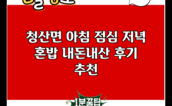 청산면 아침 점심 저녁 혼밥 내돈내산 후기 추천